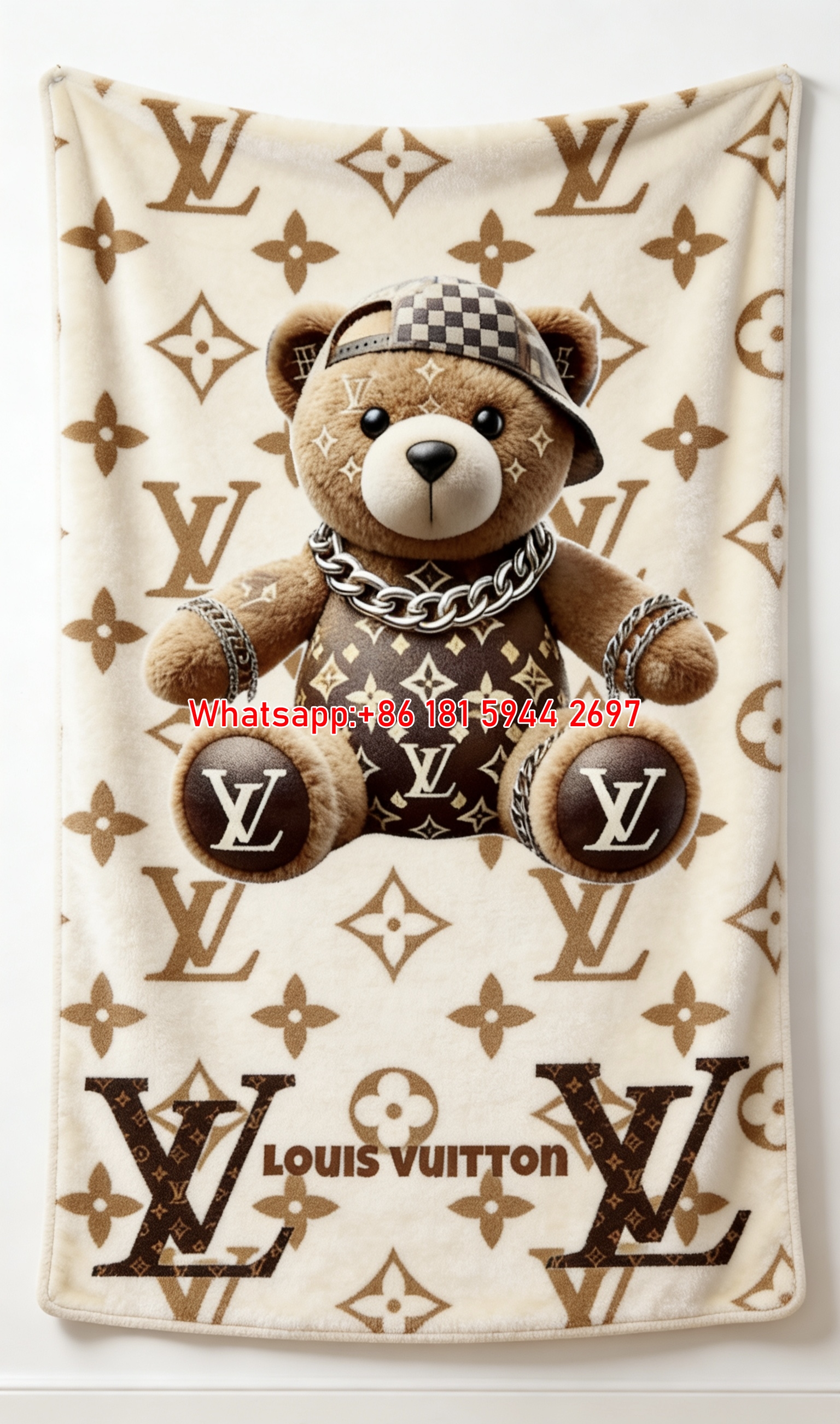 LV Streetwear Teddy Bear Blanket Hip Hop LV Teddy Luxury Throw IMG_3245